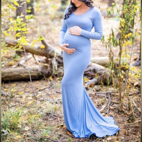 SEXY MAMA Maternity white Dress stretch long sleeves small train size Medium - Picture 5 of 14